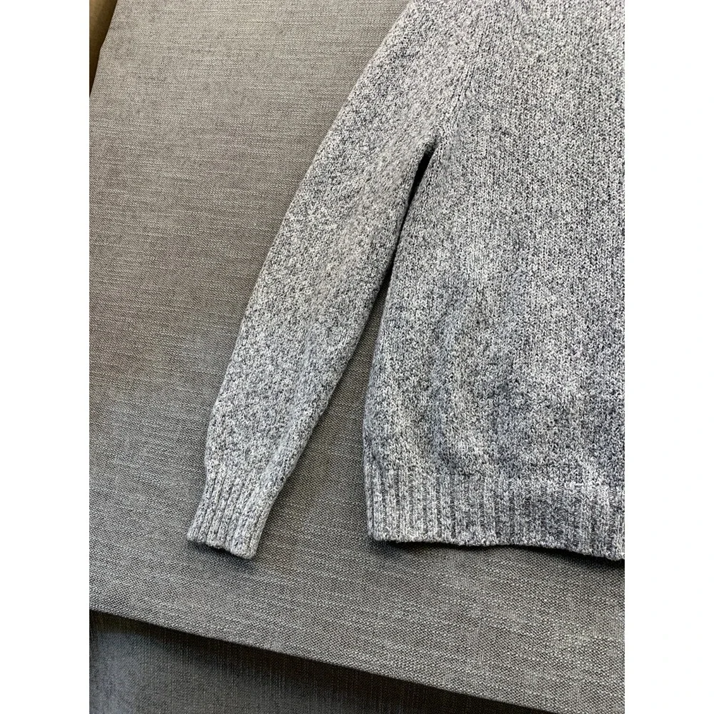 Express Cardigan Sweater Mens Medium Heather Gray Tight Knit Shawl Collar Winter